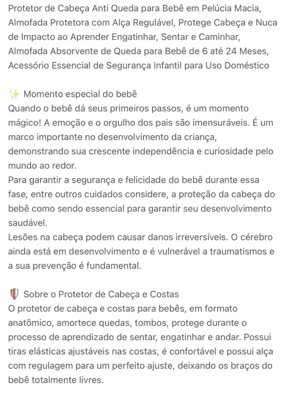 Protetor de cabeça anti queda bebê  - Foto 5