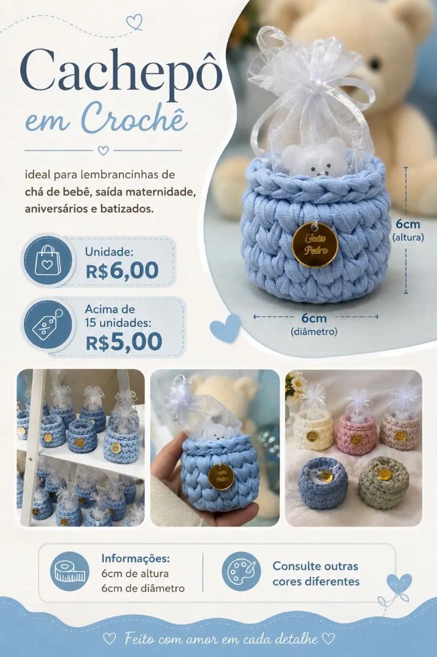 Cachepô em Crochê Fio de Malha