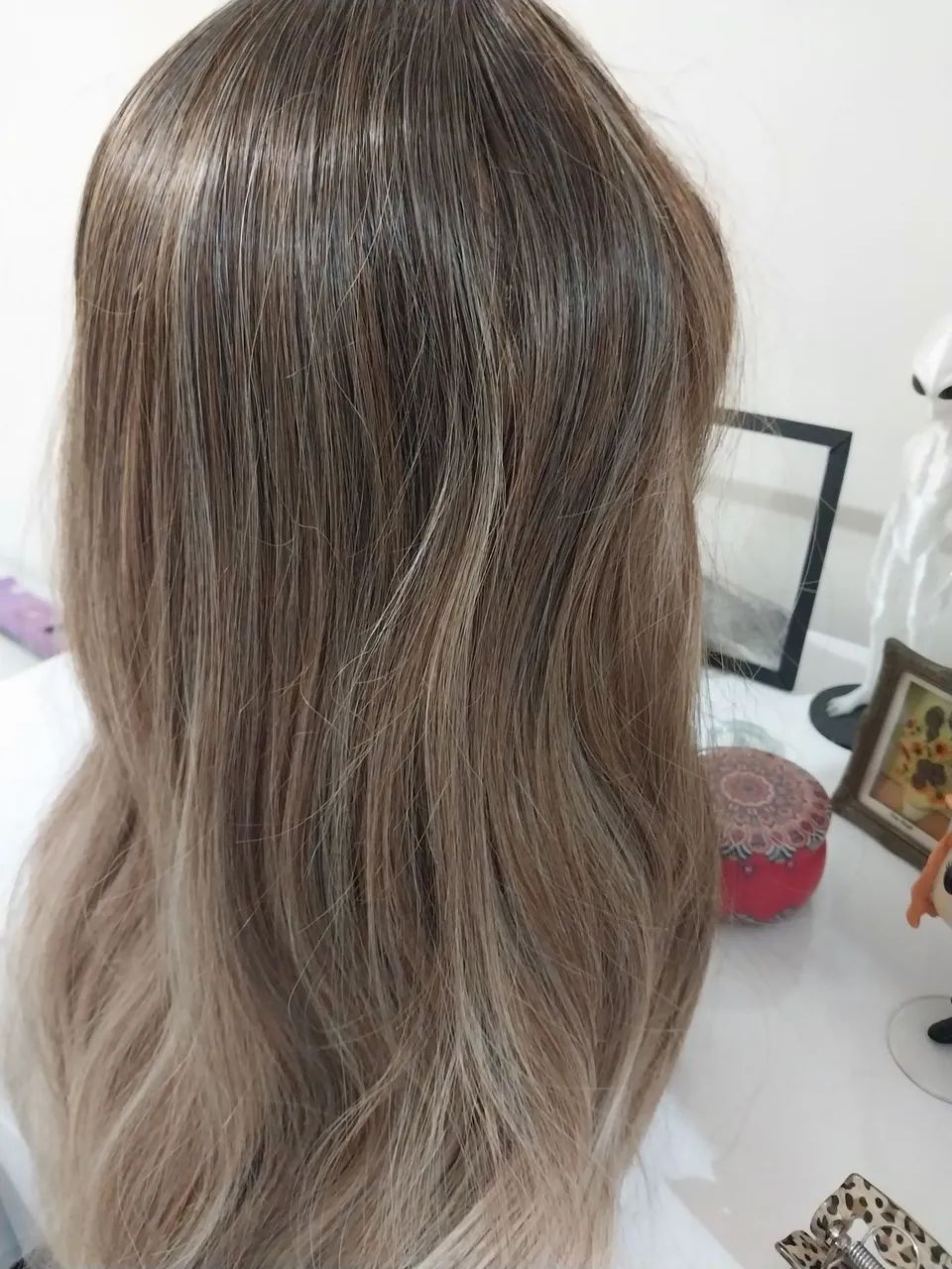 Wig Morena iluminada com franja - Foto 2