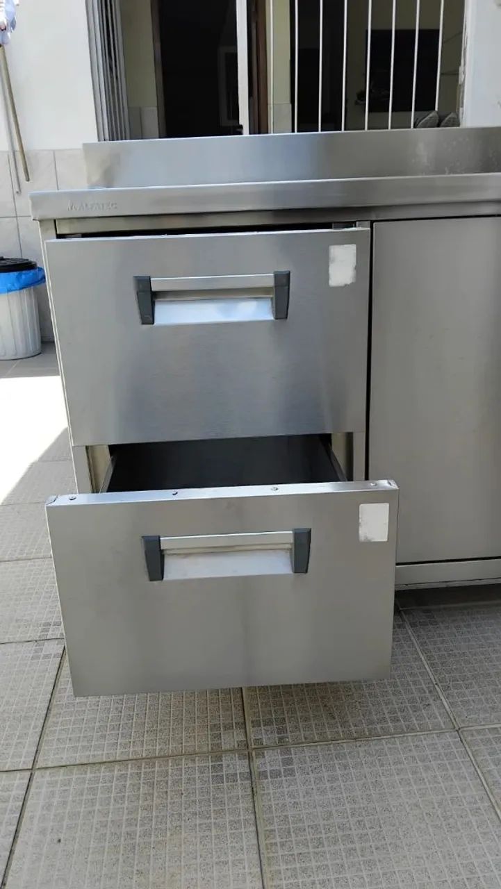 Balcão aço inox com 02 cubas e 02 gavetas - Alfatec - Foto 3