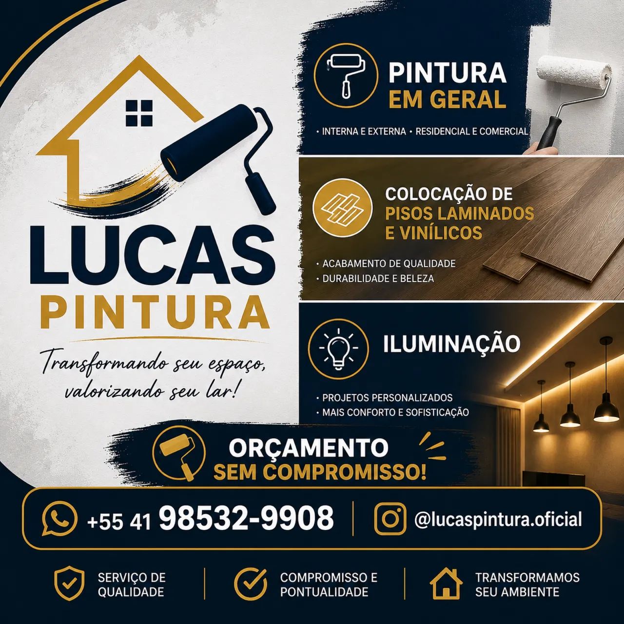 Pinturas e instalações de piso e elétrica 