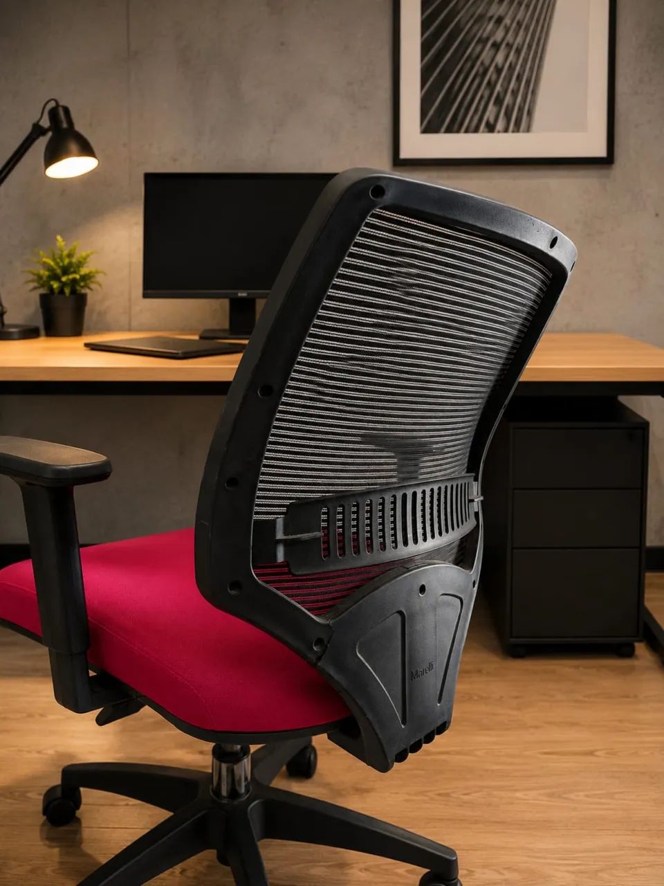 Cadeira Ergonômica Marelli com Encosto em Tela Regulável para Escritório e Home Office - Foto 2