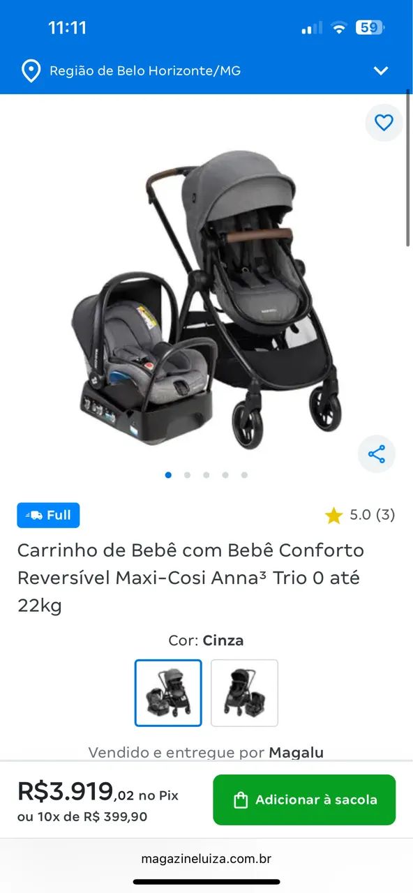 Carrinho+ bebê conforto maxi cosi Anna 2 - Foto 4