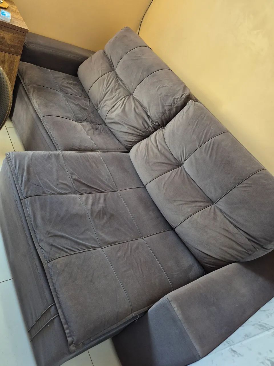 Sofá retrátil e reclinável, 2,30m, 4 lugares, cor cinza