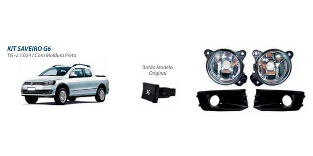 Kit Farol De Milha Botão Original E Moldura Preta Saveiro G6