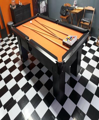 Mesa Quatro Pés laterais Cor Preta Tecido Laranja e Borda Preta Mod. NJKZ1164 - Foto 2