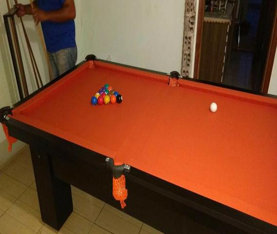 Mesa de Redinha Cor Preta Tecido Laranja Mod. EKZU4517