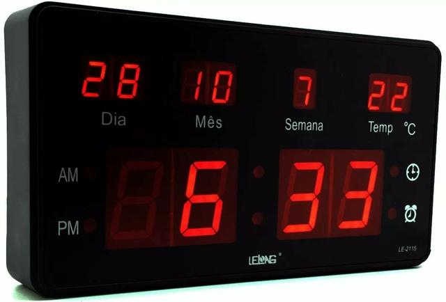 Relógio de Parede LED Digital Temperatura Grande - Foto 4
