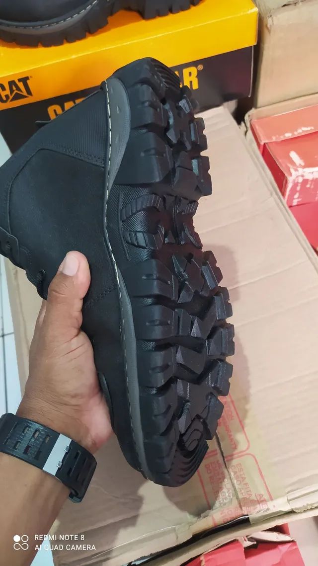 Bota Preta Para Moto Cat Com Ca Bota De Bico Pvc Impermeavel