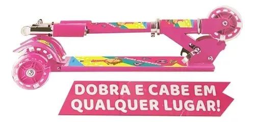 Patinete Menina Girl Rodinhas Veloz Luzes Ajuste Altura Rosa - Foto 3
