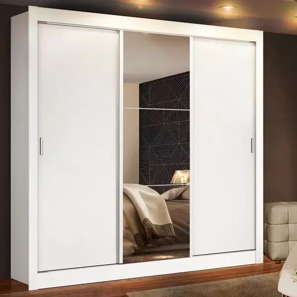 Guarda-roupa 3 Portas de Correr com Espelho - 170cm x 205cm