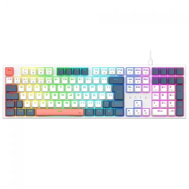 Teclado Mecânico Redragon Trundle White/Blue/Pink RGB Switch Brown - WZetta - Foto 2