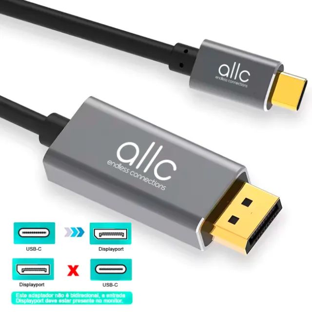 Cabo Adaptador Usb Tipo C Displayport 8k 30hz 5k 60Hz 4k 144Hz 2K 240Hz Thunderbolt Compat - Foto 5
