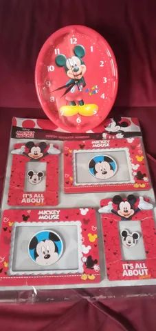 Kit Disney relógio de parede mais porta retratos