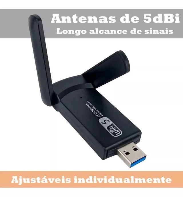 Adaptador Conversor Wi-Fi 1300mbps Dual Band 5GHz / 2.4 GHz Internet Fibra - Foto 3