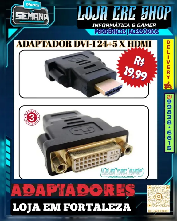 Adaptador DVI-I 24+5 Fêmea x HDMI Macho