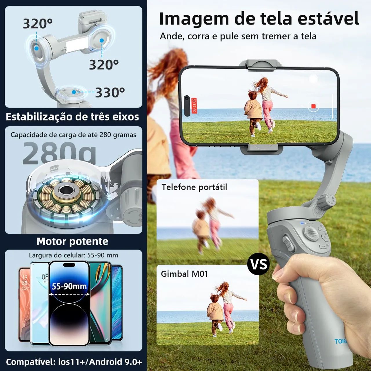 Gimbal TOKQI M01 Estabilizador 3 Eixos - Foto 5