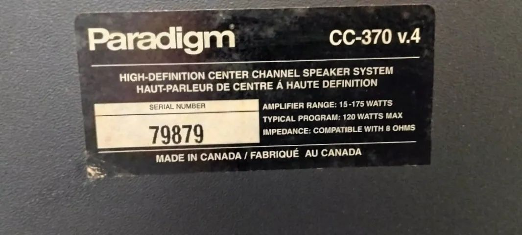 Caixa Central Paradigm CC-370 v4 120w 8 Ohms Made in Canada - Foto 5