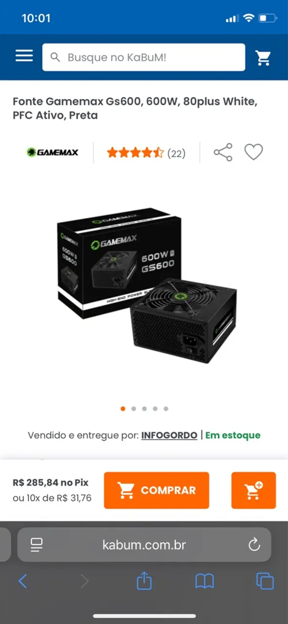 Fonte Gamemax Gs600 600W 80plus White PFC Ativo - Preço Imperdível!