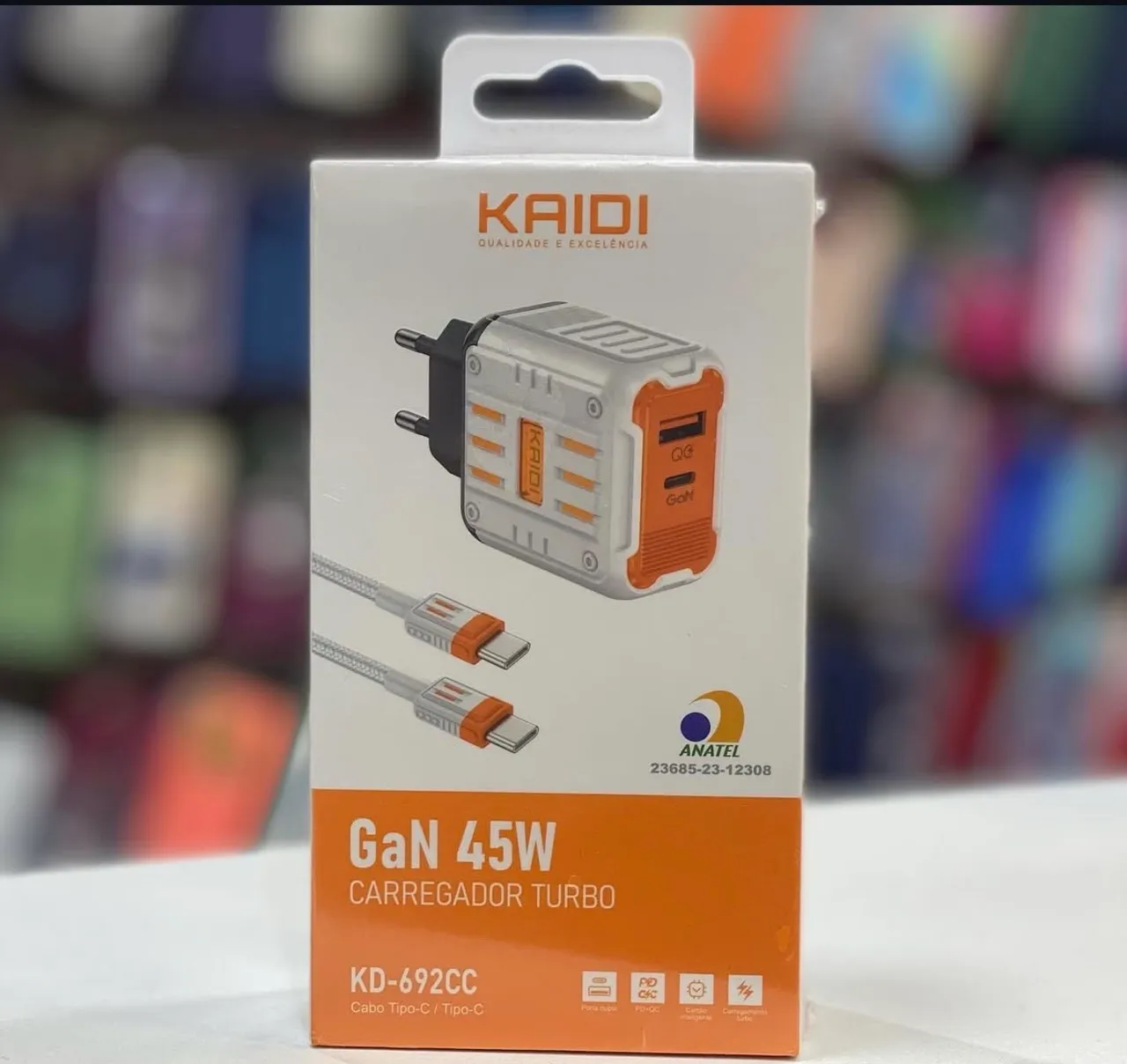 Carregador Turbo Kaidi GaN 45W - Tipo C