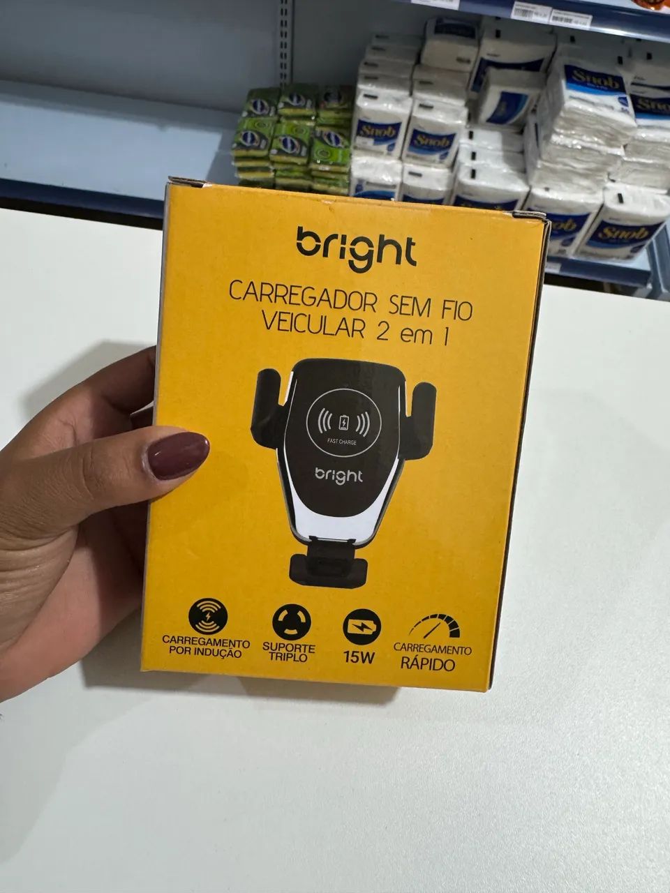 Carregador sem fio veicular 2 em 1 