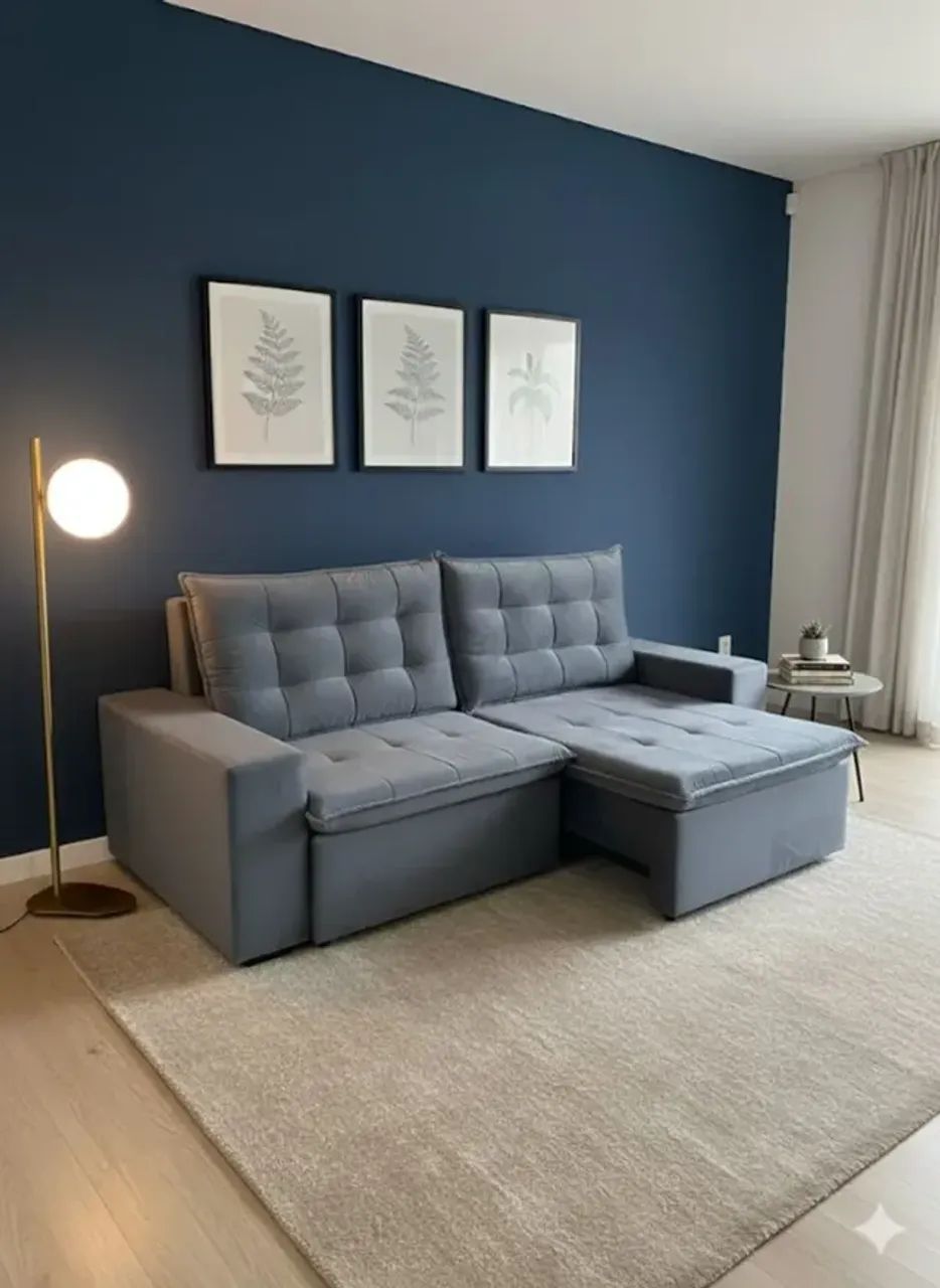 Sofá retratil e reclinavel cinza 2,52 de largura (novo de fabricas)
