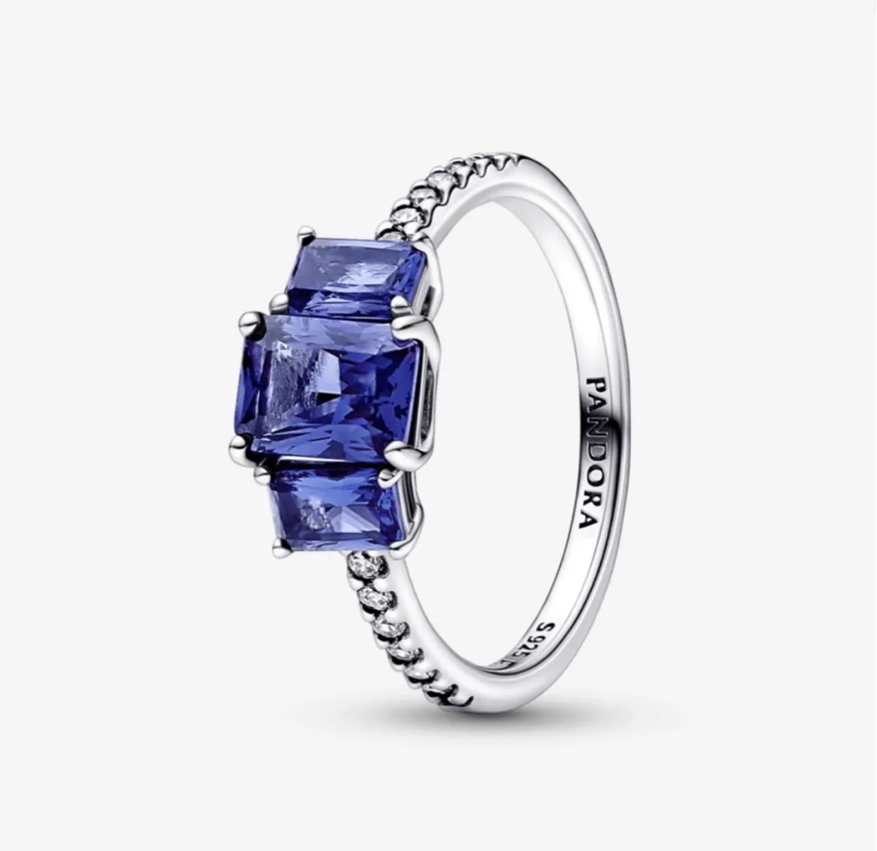 Anel Pandora três pedras azul original 