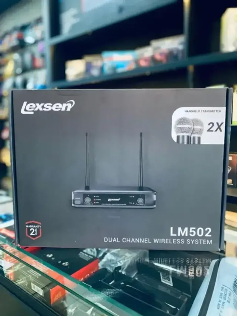 Microfone Profissional Sem Fio Duplo Uhf Lexsen Lm502 648 Hz C/ ESPUMA MICROFONE BRINDE