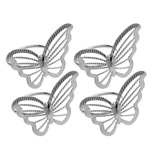 6 Anéis Para Guardanapos Butterfly Wolff Dourado ou Prateado Metal - Foto 3