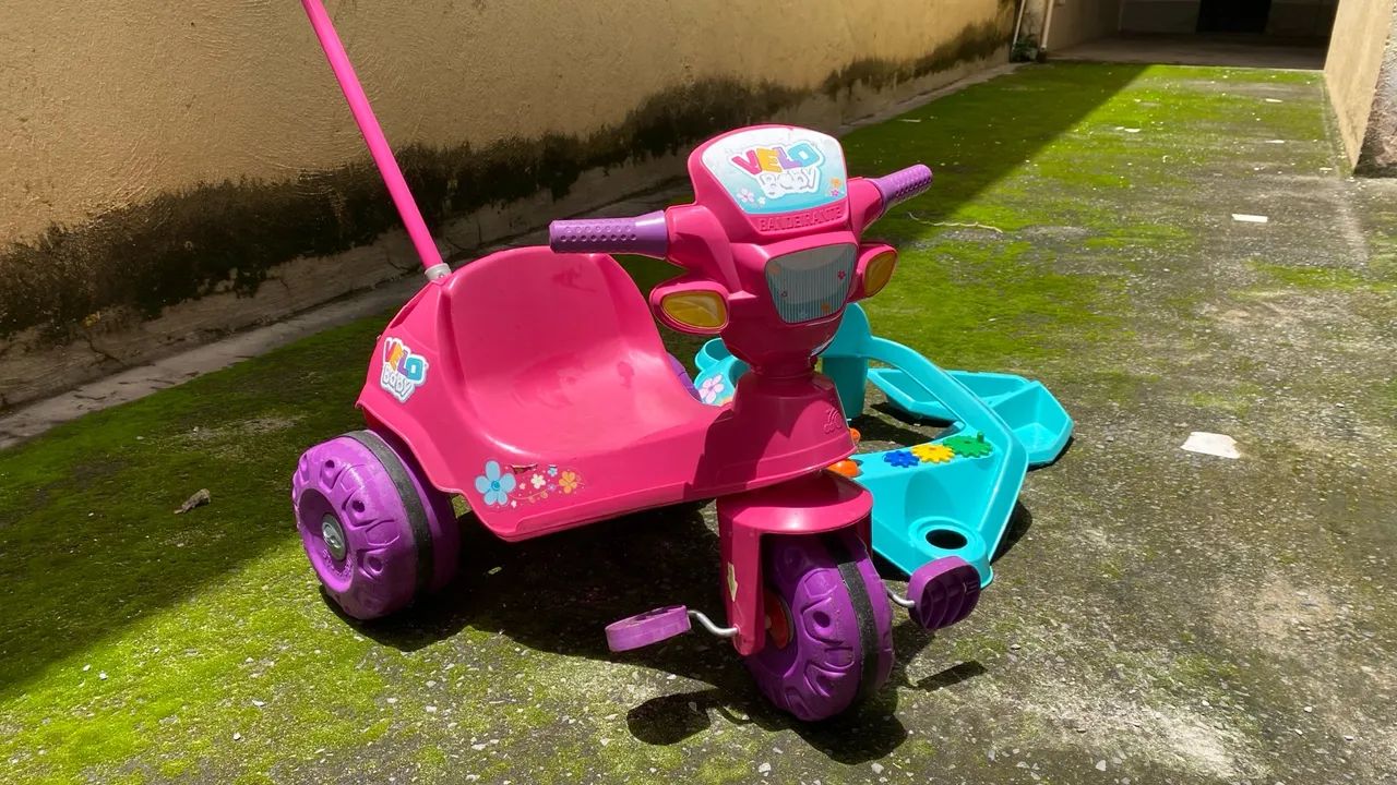 Triciclo Infantil Velo Baby Rosa com Empurrador - Foto 2
