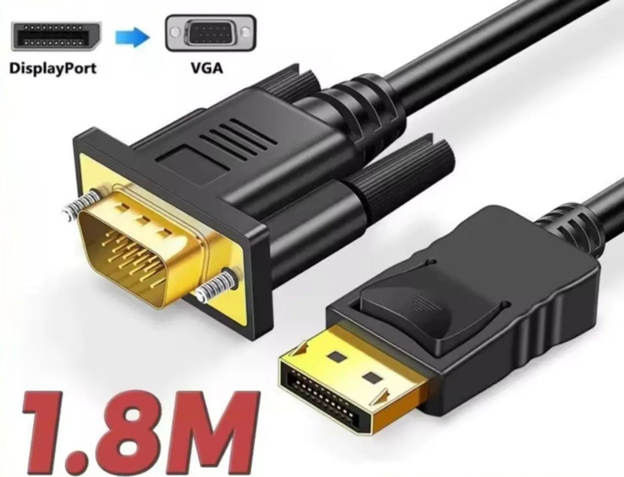 Cabo conversor DisplayPort para VGA 1.8m