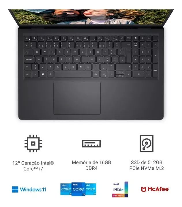 Notebook Dell Inspiron, tela 15" i7 16gb 512gb Ssd Windows 11 Cor Preto - Foto 2