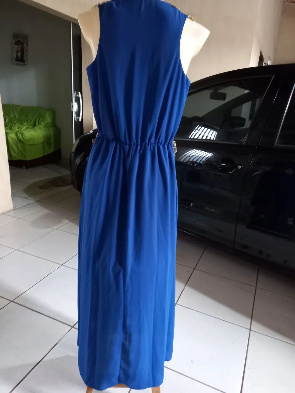 Vestido azul com renda dourada - Foto 2
