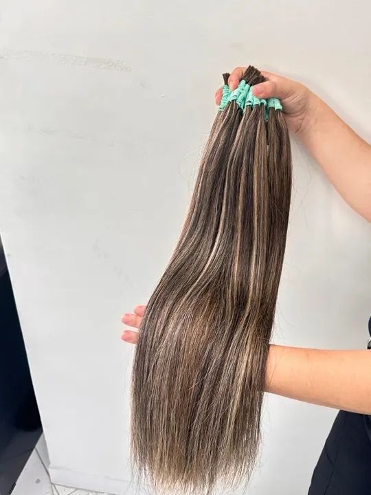 cabelo humano liso loiro mesclado - Foto 2