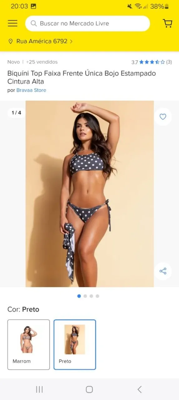Biquíni Top Faixa Frente Única Bojo Estampado Cintura Alta
