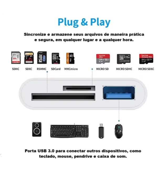 Adaptador tipo c com leitor de cartão de memória  - Foto 2