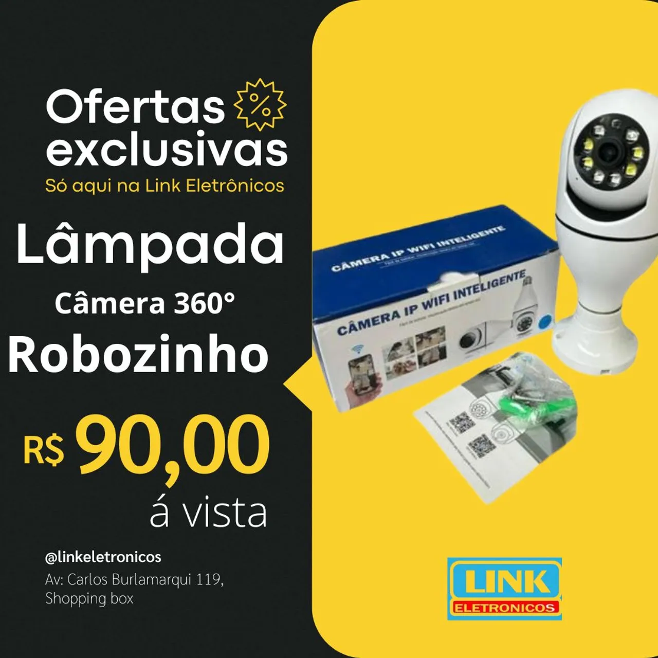 Lâmpada Câmera 360° Robozinho - Oferta Exclusiva! R$90,00 (Promocional)