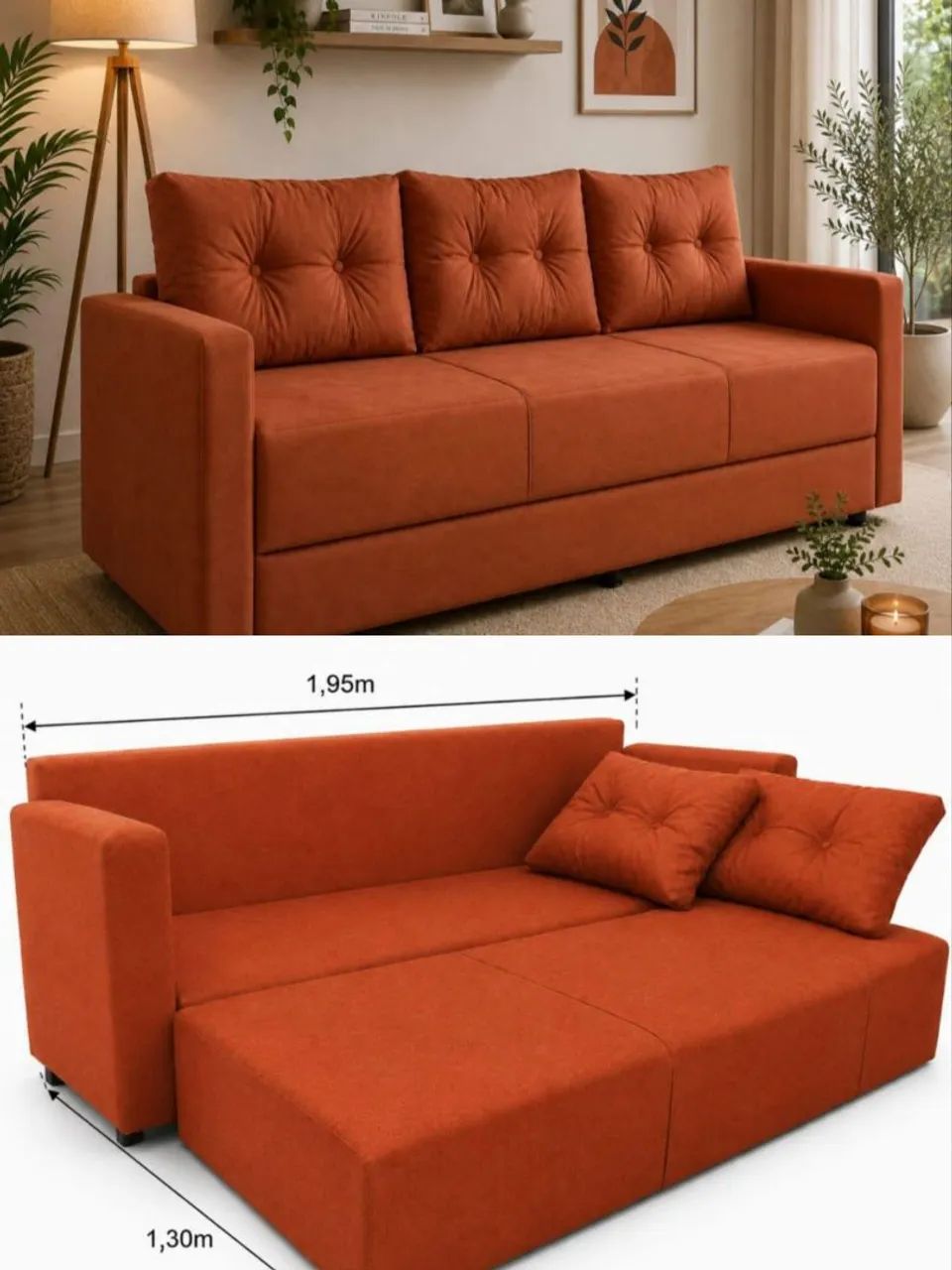 Sofá cama 2 em 1 Conforto e praticidade para sua casa. Contato WhatsApp * - Foto 2