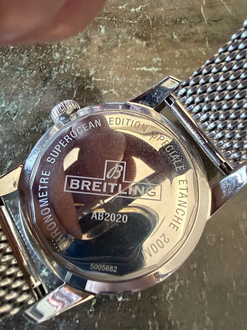 Relógio Breitling Superocean Heritage II 46mm Azul Pulseira Mesh - Foto 5