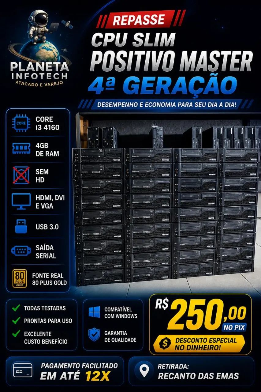 CPU Slim 4ª Geração core i3 4160 com 4gb de ram e sem HD ( REPASSE )
