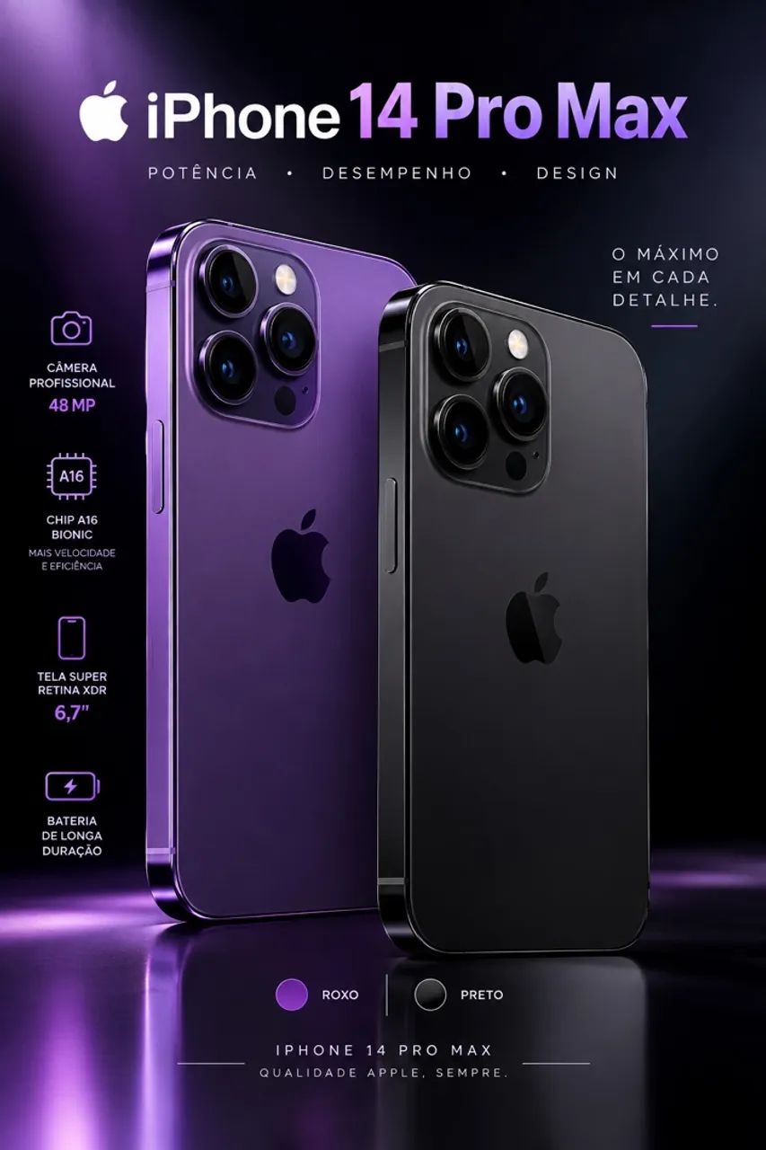 Iphones 14 pro max - Roxo e Preto 128gb