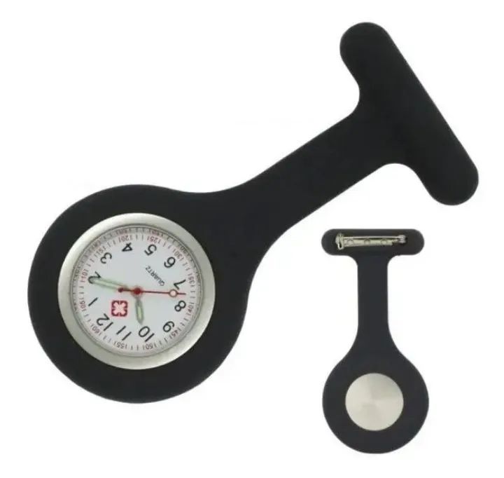 Relógio de lapela ou bolso de silicone preto. - Foto 4
