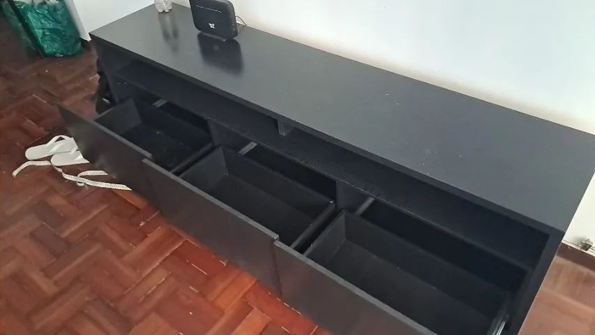 Rack Preto com 3 Gavetas e Rodinhas - Ótimo Estado - Foto 4