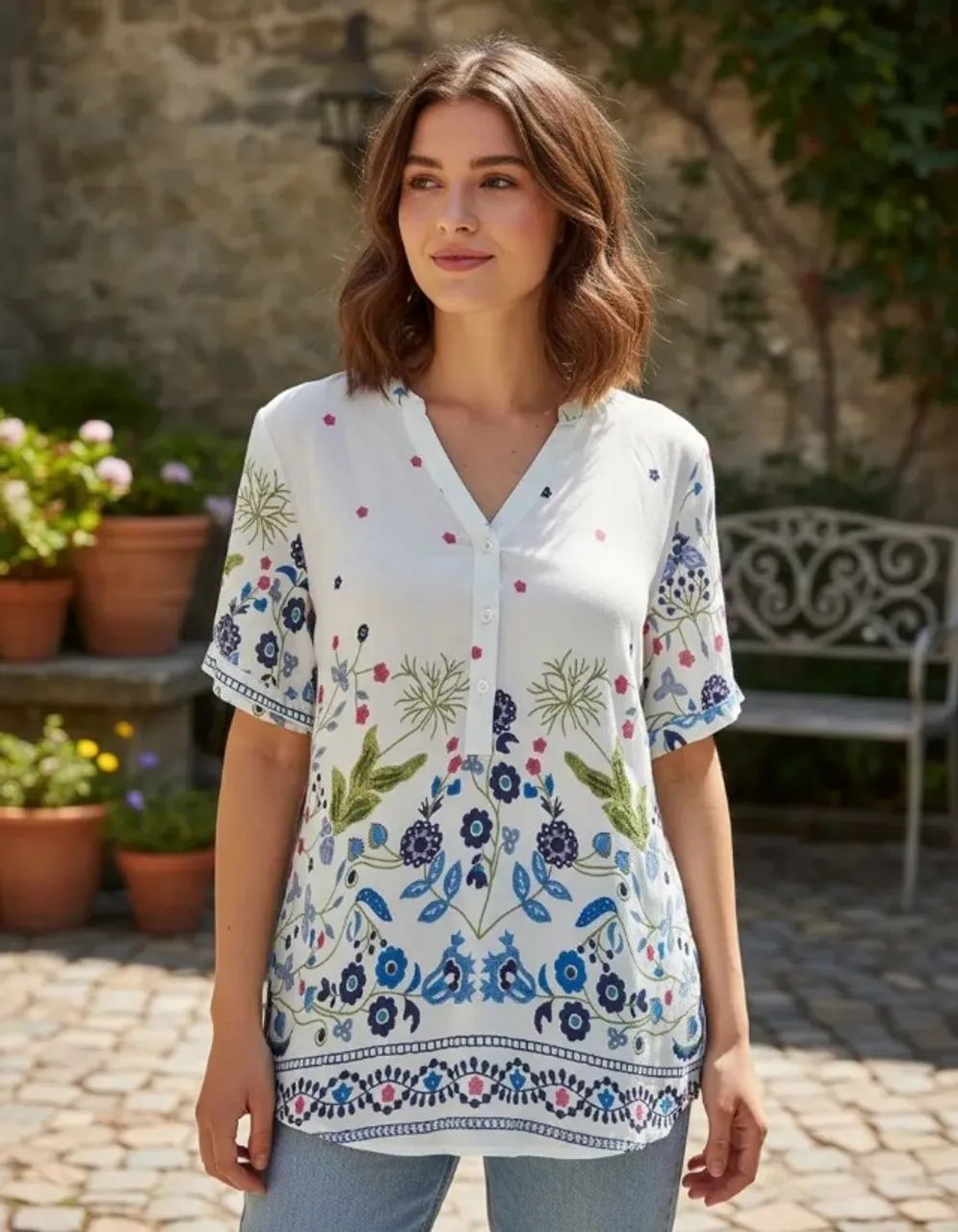 blusa feminina em viscose estampada lolalotta