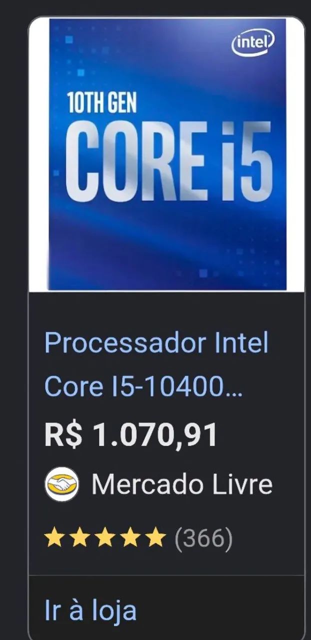 Processador i5 10400(decima gen C video)