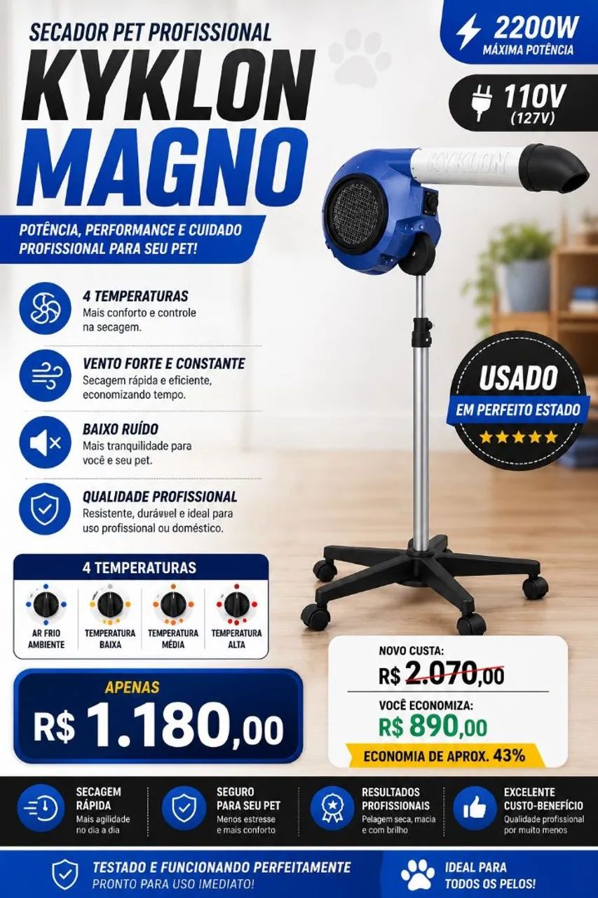 Secador pet profissional Kyklon