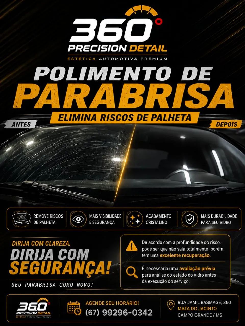 Polimento de parabrisa e vidros