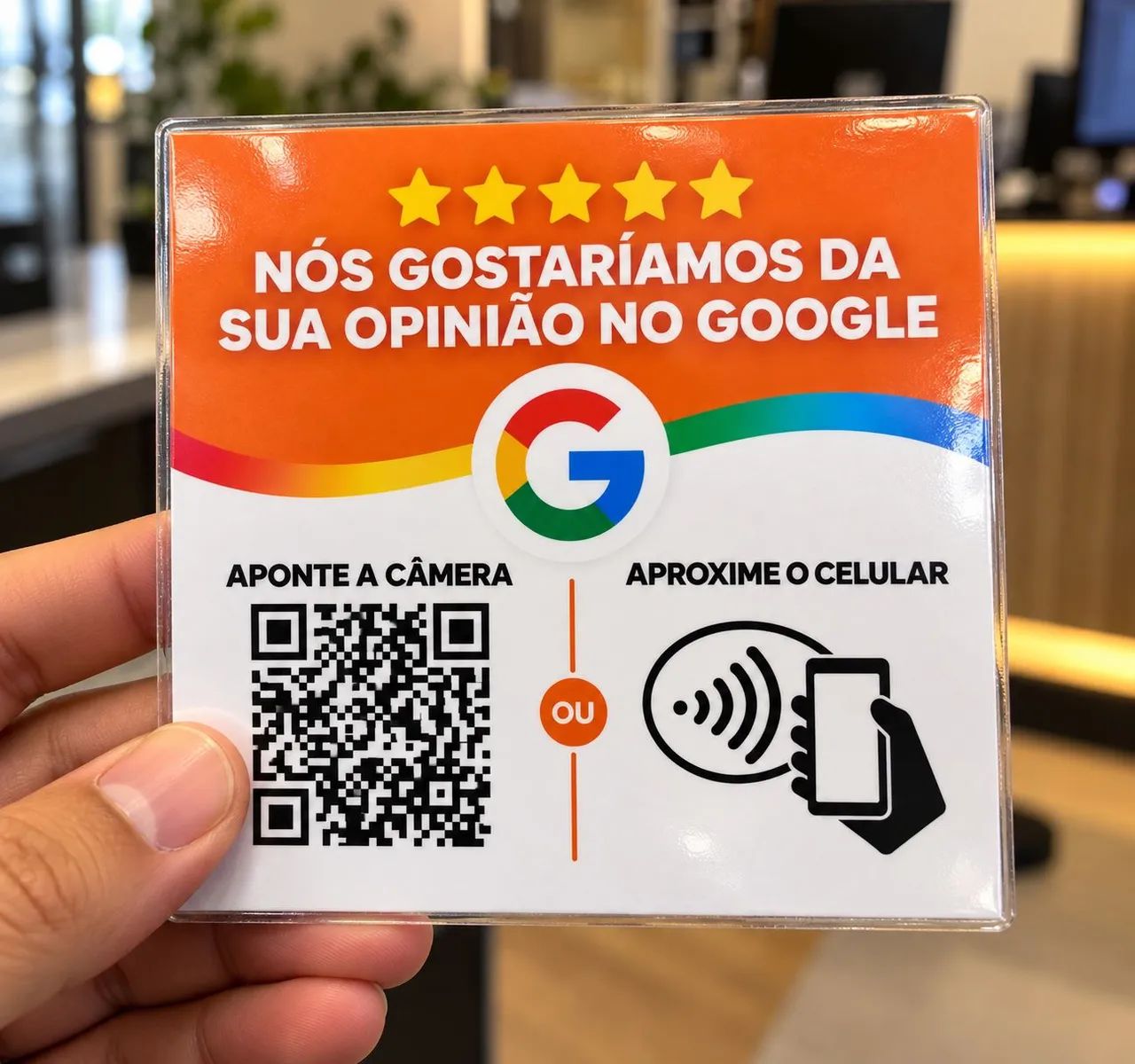 PLACA DE AVALIAÇÃO GOOGLE COM QR CODE + NFC  - Foto 4
