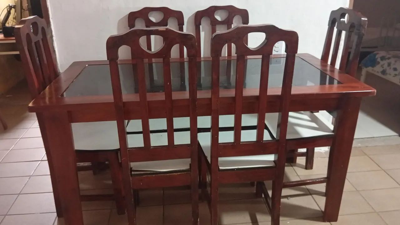 Mesa $450 madeira 6 cadeiras  - Foto 2