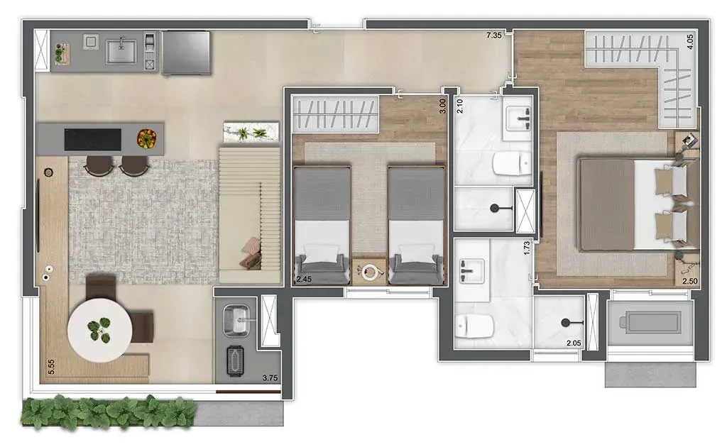PLANTA 57m²